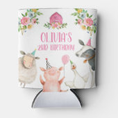 Landtiere Barnyard Pink Bauernhof Gefäldemarken Dosenkühler (Vorderseite)