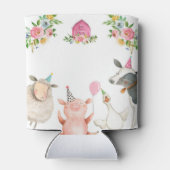 Landtiere Barnyard Pink Bauernhof Gefäldemarken Dosenkühler (Rückseite)