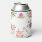 Landtiere Barnyard Pink Bauernhof Gefäldemarken Dosenkühler (Kanne Rückseite)