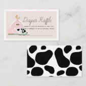 Landtiere Barnyard Pink Diaper Raffle Ticket Begleitkarte (Vorne/Hinten)