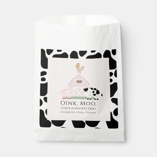 Landtiere Barnyard Pink Girl Baby Dusche Geschenktütchen (Vorderseite)