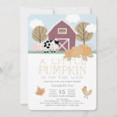Landtiere Barnyard Pumpkin Baby Dusche Einladung (Vorderseite)