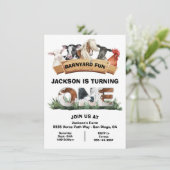 Landtiere Barnyard Rustic Sign Geburtstagspartei Einladung (Stehend Vorderseite)