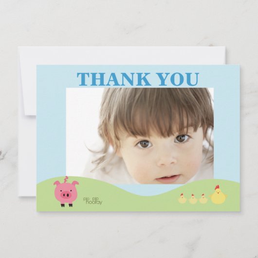 Landtiere Barnyard Vielen Dank Foto-Karten Einladung (Rückseite)