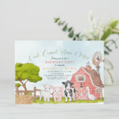 Landtiere Barnyard Wasserfarbe 1. Geburtstag Einladung (Stehend Vorderseite)