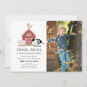Landtiere Barnyard Weißes Foto Geburtstagsfeier Einladung (Vorderseite)