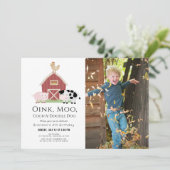 Landtiere Barnyard Weißes Foto Geburtstagsfeier Einladung (Stehend Vorderseite)