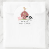 Landtiere Barnyard White Baby Dusche Runder Aufkleber (Tasche)