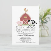 Landtiere Barnyard White Baby Dusche von Mail Einladung (Stehend Vorderseite)