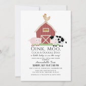 Landtiere Barnyard White Virtual Baby Dusche Einladung (Vorderseite)
