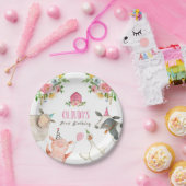 Landtiere Barnyard Zoo Party Girl Pink Geburtstag Pappteller (Party)
