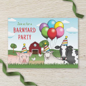 Landtiere Birthday Balloons und Hats Barnyard Einladung