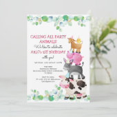 Landtiere Birthday Barnyard Einladung (Stehend Vorderseite)