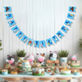 Landtiere blauer Hintergrund Geburtstag Wimpelkette