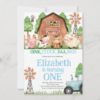 Landtiere Blue Boy Barnyard Geburtstagspartei Einladung