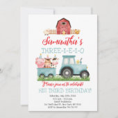 Landtiere Blue Boy Barnyard Geburtstagspartei Einladung (Vorderseite)