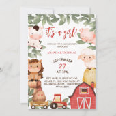 Landtiere Boho Niedlich Girls Babydusche Einladung (Vorderseite)