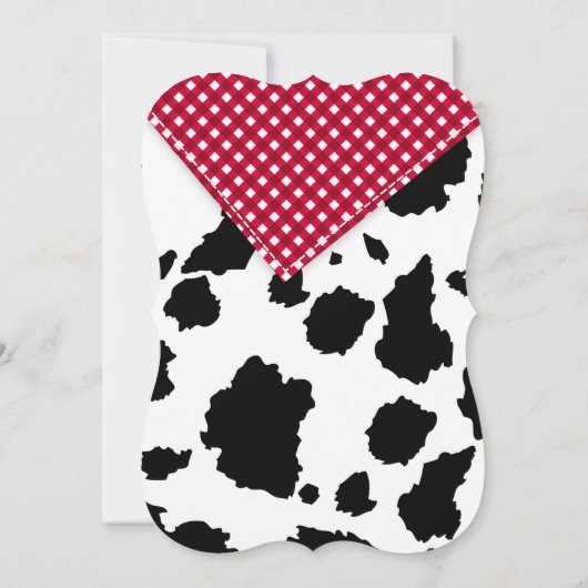 Landtiere Cowhide Gingham Country Boy Birthday Einladung (Rückseite)