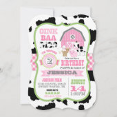 Landtiere Cowhide Gingham Country Girl Birthday Einladung (Vorderseite)