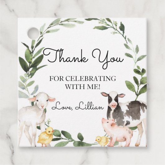 Landtiere Danke Tag Geschenkanhänger (Vorderseite)