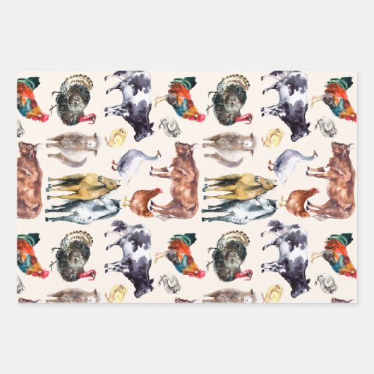 Landtiere Das sind ein paar meiner Aquarellbilder Geschenkpapier Set (Vorderseite 3)