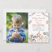 Landtiere, die das ganze Party anrufen 1. Geburtst Einladung (Vorderseite)