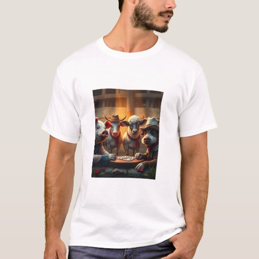 LANDTIERE, DIE KARTEN SPIELEN T-Shirt (Vorderseite)