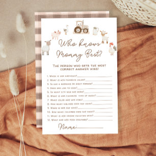 Landtiere, die Mama Best Baby Shower Game kennen