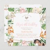 Landtiere Einladung zur Geburtstagsfeier (Vorne/Hinten)