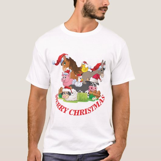 Landtiere frohe Weihnachtsfeierlichkeiten T-Shirt (Vorderseite)
