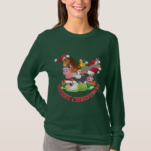 Landtiere frohe Weihnachtsfeierlichkeiten T-Shirt (Vorderseite)