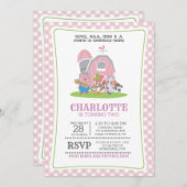 Landtiere Funny Birthday Einladung (Vorne/Hinten)