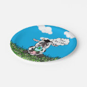 Landtiere Funny Cow Baby Dusche Sein Junge Pappteller (Schrägansicht)