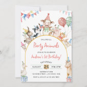 Landtiere Geburtstag Barnyard Geburtstagspartei Einladung (Vorderseite)