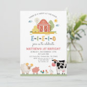 Landtiere Geburtstag Barnyard Moderne Einladung (Stehend Vorderseite)