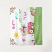 Landtiere Geburtstag Barnyard Pink Girl Banner Wandteppich (Vorderseite)