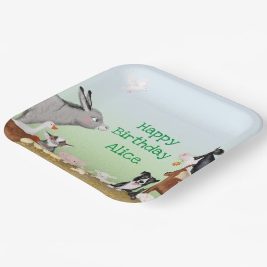 Landtiere Geburtstagsfeiertag-Papierschild Pappteller (Gewinkelt)