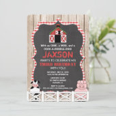 Landtiere Geburtstagsjunge Rot Einladung (Stehend Vorderseite)