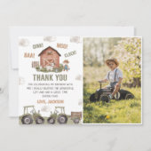 Landtiere Geburtstagsparty Foto Dankeskarte (Vorderseite)