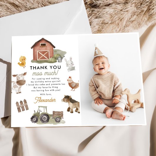 Landtiere Geburtstagsparty Foto Dankeskarte
