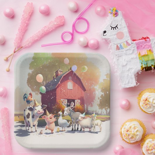 Landtiere Geburtstagsparty Paper Teller (Party)