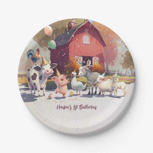 Landtiere Geburtstagsparty Paper Teller (Vorderseite)