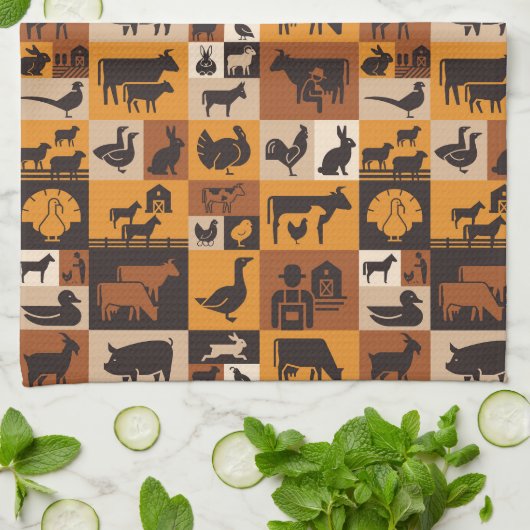Landtiere Geschirrtuch (Gefaltet)