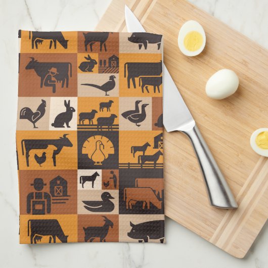 Landtiere Geschirrtuch (Viertel Falte)