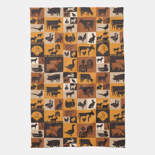 Landtiere Geschirrtuch (Vertikal)