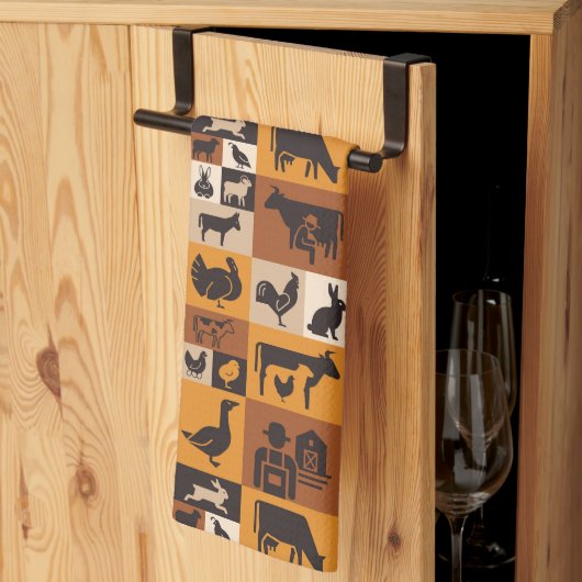 Landtiere Geschirrtuch (Drittel gefaltet)