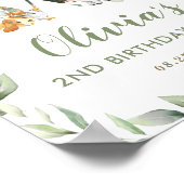 Landtiere Grüne 2. Geburtstag Begrüßungszeichen Poster (Ecke)