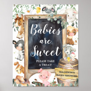 Landtiere Grüne Babys sind süße Nimm Leckerei Poster