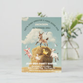 Landtiere Jumping haystack Birthday Party Einladung (Stehend Vorderseite)