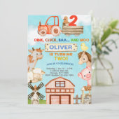 Landtiere Junge 2. Geburtstagseinladung. Einladung (Stehend Vorderseite)